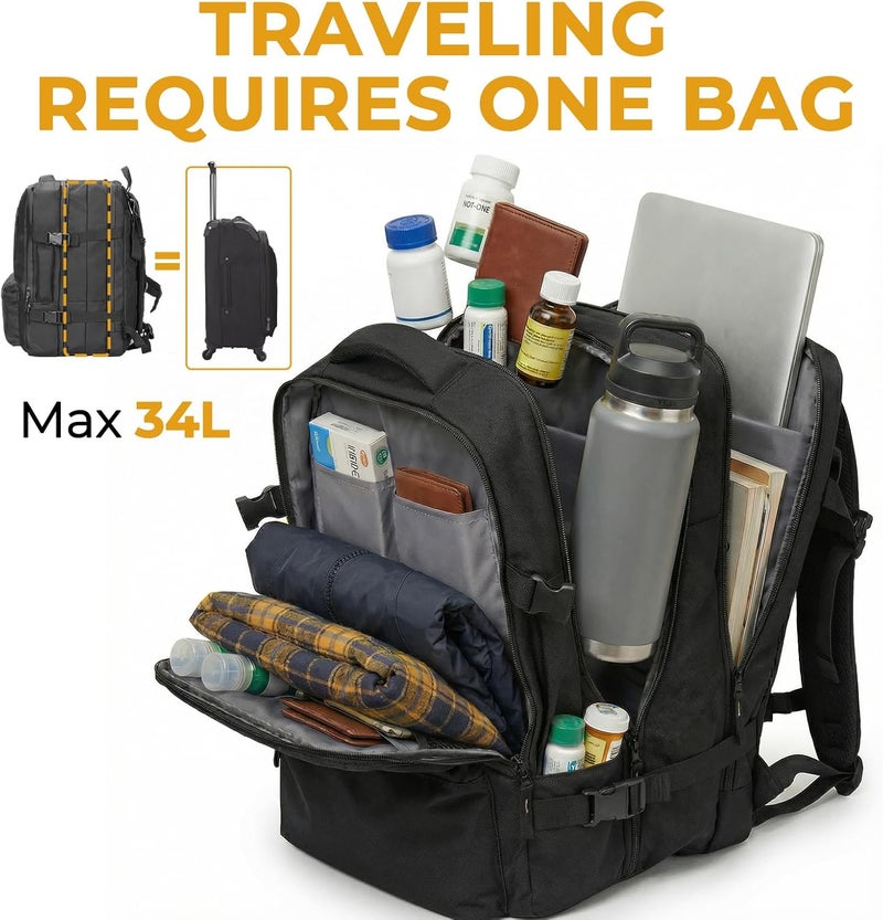 YMU 34L Large Wheelchair Bags to Hang on Back, Wheelchair Backpack Luggage for Travel Long Trip, Storage Bag for Electric Wheelchair Water-Resistant Universal fit Wheelchair Walker Stroller - Image 2